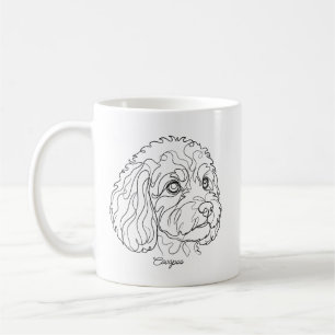 Minimalist Monochrome Cavapoo Cavoodle Line Art Coffee Mug