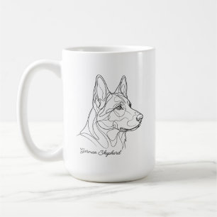 Minimalist Monochrome German Shepherd Dog Line Art Coffee Mug