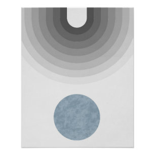 Minimalist Monochrome Gradient with Blue Circle Poster