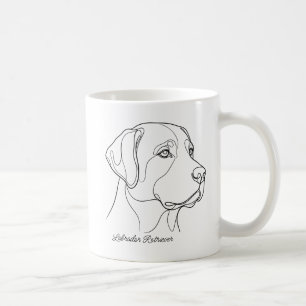 Minimalist Monochrome Labrador Retriever Line Art Coffee Mug