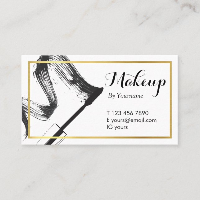 Minimalist Monochrome Makeup Artist Business Card (Front)