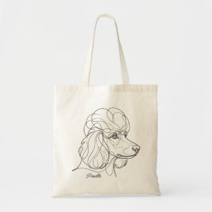Minimalist Monochrome Poodle Line Art Tote Bag