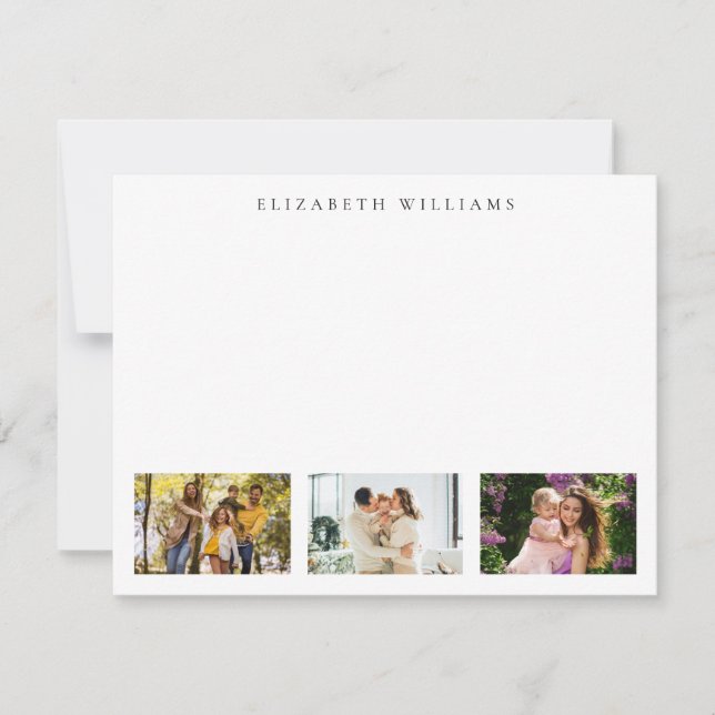 Minimalist Monogram 3 Photo Collage Card (Front)