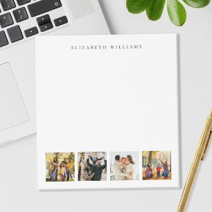 Minimalist Monogram 4 Photo Collage Notepad