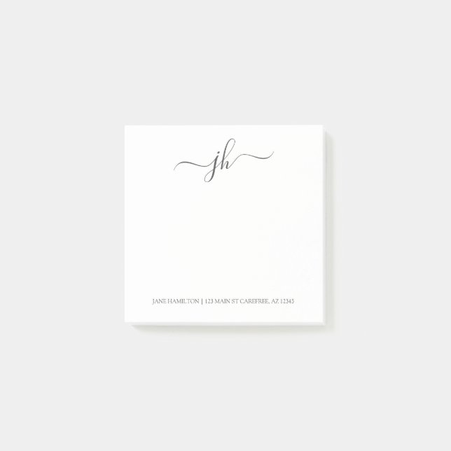 Minimalist Monogram Address Post-it Notes (Front)