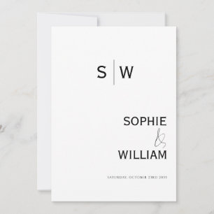 Minimalist Monogram Ampersand Wedding Invitation
