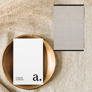 Minimalist Monogram Beige Faux Linen Initial Name Stationery