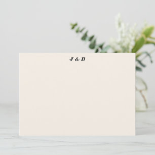 Minimalist Monogram Black and Ivory Wedding Custom Thank You Card