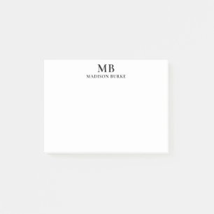 Minimalist Monogram Black and White Post-it Notes