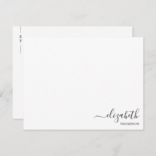 Minimalist Monogram Black and White Simple  Card (Front/Back)