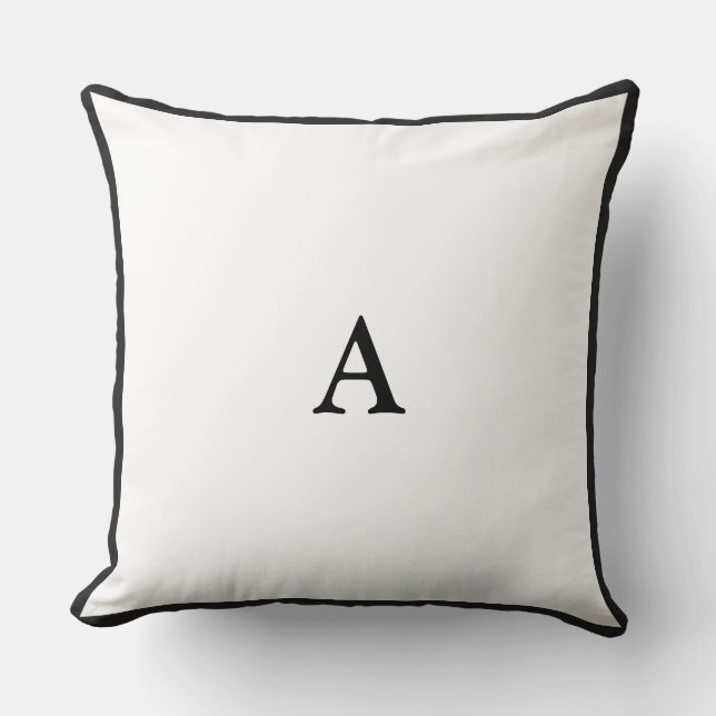  Minimalist Monogram Black Border Throw Pillow (Front)