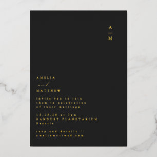 Minimalist Monogram Black Gold Typography Wedding