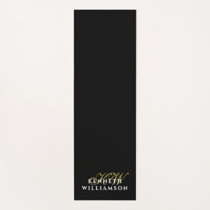 Minimalist Monogram Black Gold White Stylish Men Yoga Mat
