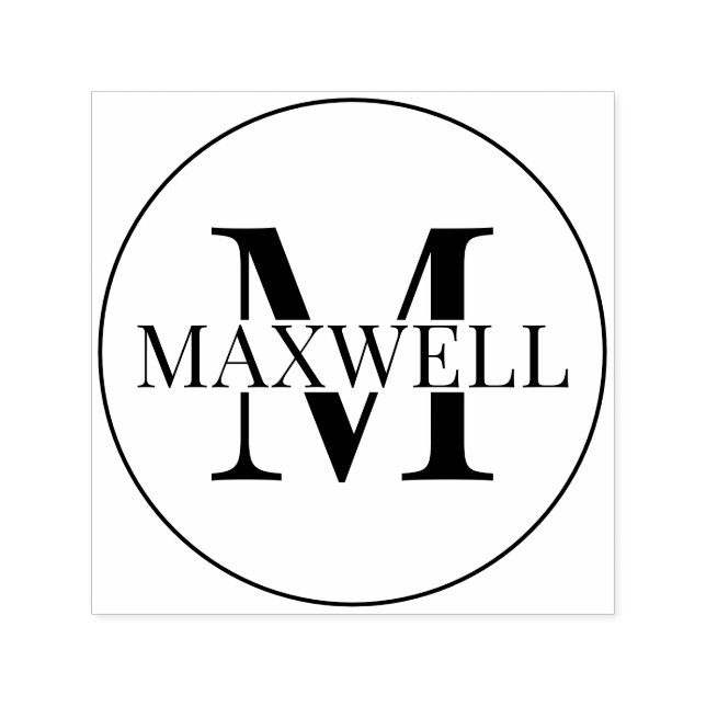 Minimalist Monogram Black Grey Custom  Self-inking Stamp (Design)