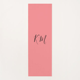 Minimalist monogram black initials pink yoga mat
