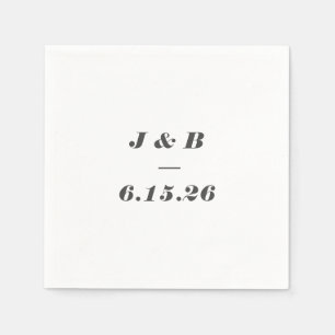 Minimalist Monogram Black White Custom Wedding   Napkin