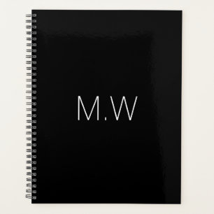 Minimalist monogram black white initials simple planner