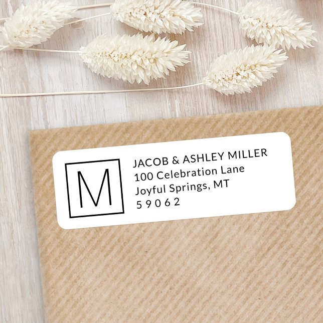 Minimalist Monogram Black & White Return Address (Creator Uploaded)