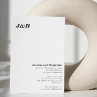 Minimalist Monogram Black White Stylish Wedding