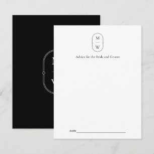 Minimalist Monogram Black & White Wedding Advice Card