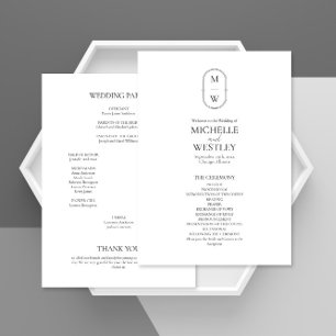 Minimalist Monogram Black & White Wedding Programme