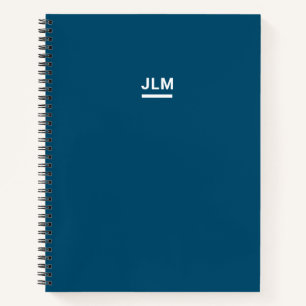 Minimalist Monogram Bold White Navy Blue Notebook