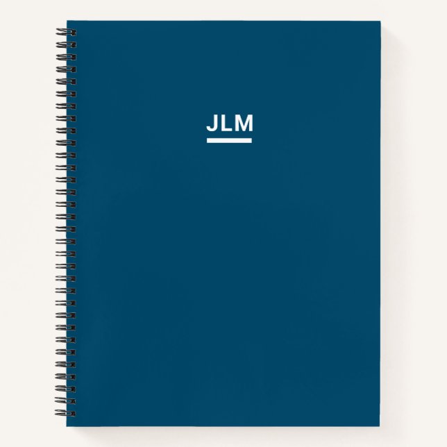 Minimalist Monogram Bold White Navy Blue Notebook (Front)