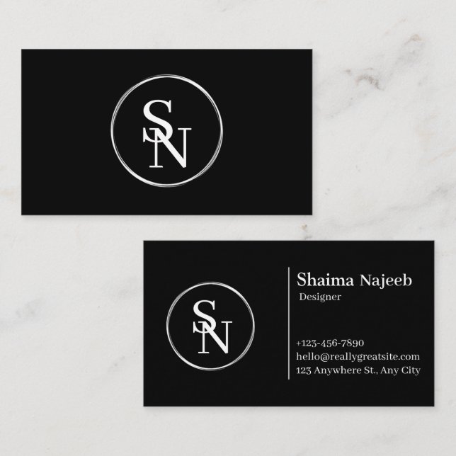 Minimalist Monogram Business Card (Front/Back)