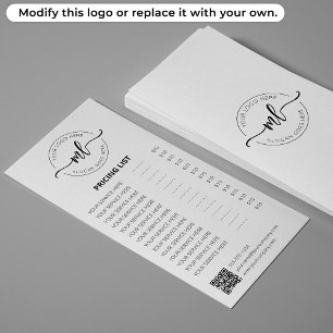 Minimalist Monogram Business Logo Price List Rack Card