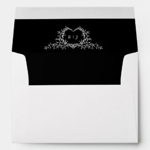 Minimalist Monogram Calligraphy Crest Wedding Envelope