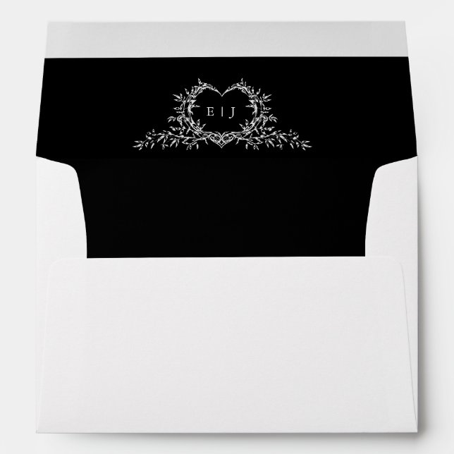 Minimalist Monogram Calligraphy Crest Wedding Envelope (Back (Bottom))