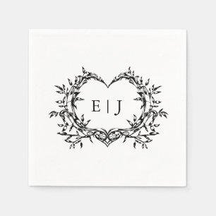 Minimalist Monogram Calligraphy Crest Wedding Napkin
