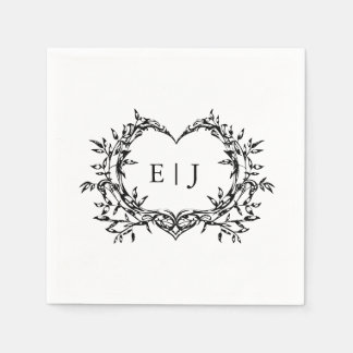 Minimalist Monogram Calligraphy Crest Wedding Napkin