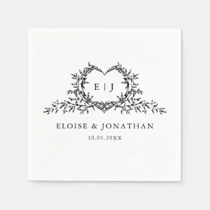 Minimalist Monogram Calligraphy Crest Wedding Napkin