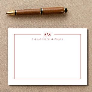 Minimalist Monogram Cherry Red Card