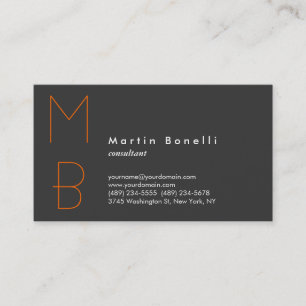 Minimalist Monogram Consultant Grey Business Card
