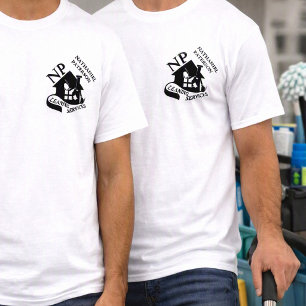 Minimalist Monogram Crew Cleaning Services Team T-Shirt