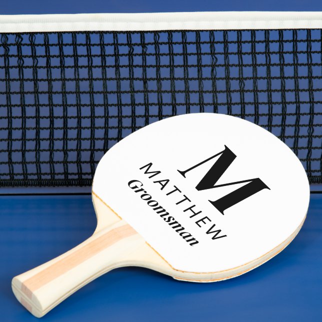 Minimalist Monogram Custom Groomsman Gift Simple Ping Pong Paddle (Insitu)