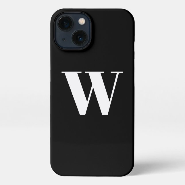 Minimalist monogram custom initial plain black  iPhone case (Back)