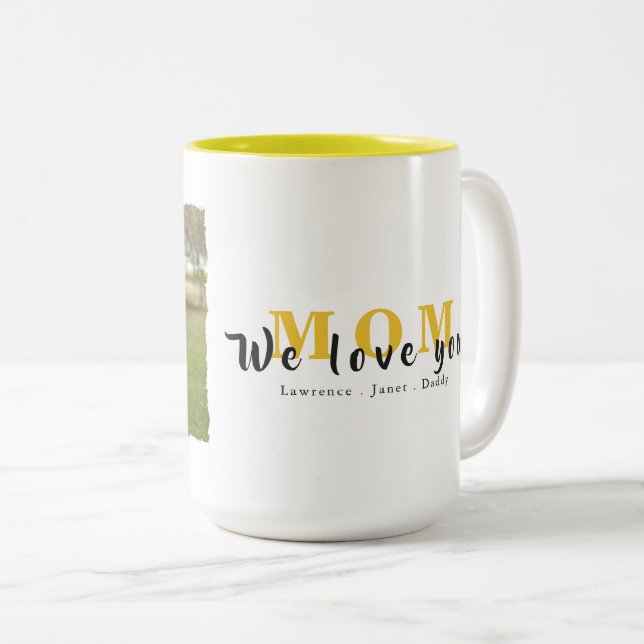Minimalist Monogram Custom Photo Collage gift Two-Tone Coffee Mug (Front Right)