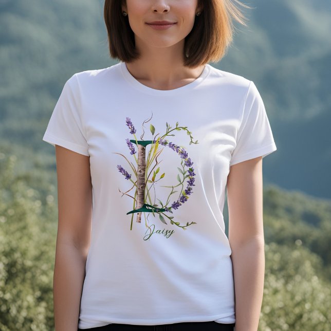 Minimalist Monogram 'D' Lavender & Vines T-Shirt (Creator Uploaded)
