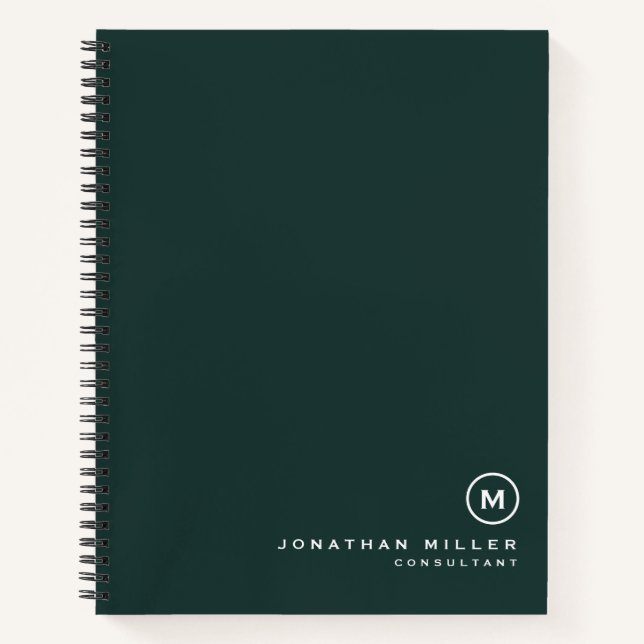 Minimalist Monogram Dark Green Notebook (Front)