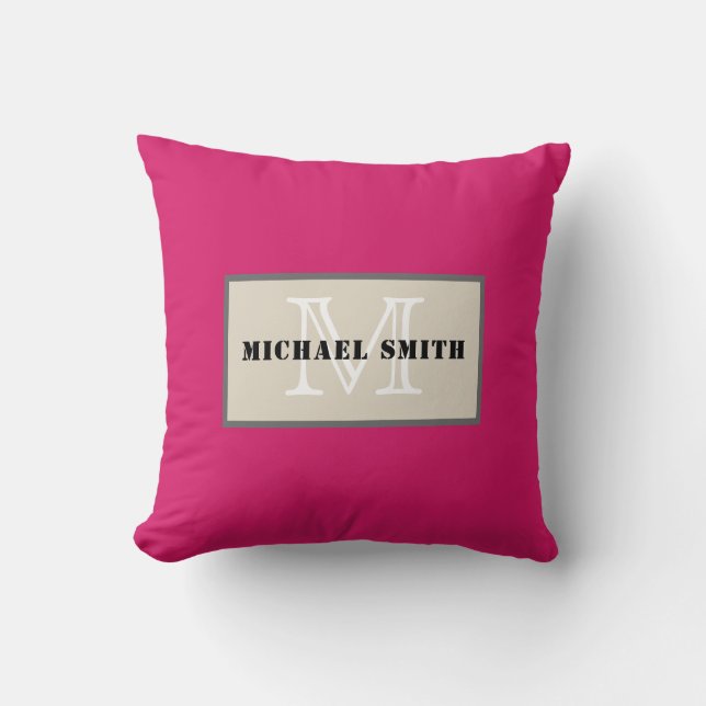Minimalist Monogram Dogwood Rose Background Cushion (Front)