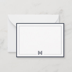Minimalist Monogram Double Border Stationery Card