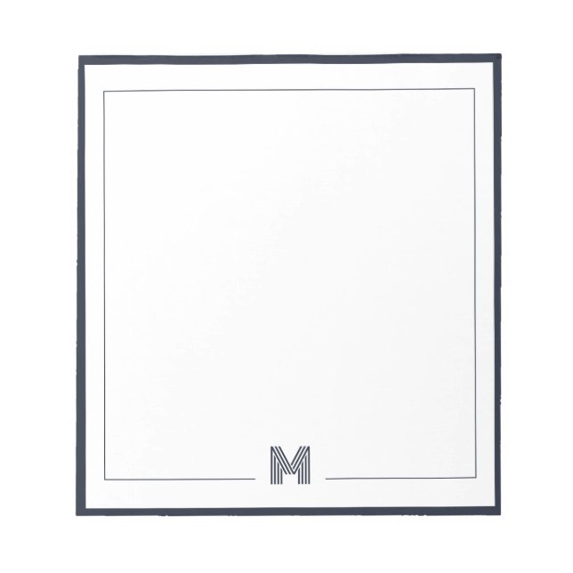Minimalist Monogram Double Border Stationery Notepad (Front)