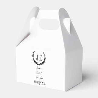 Minimalist monogram elegant black & white wedding favour box