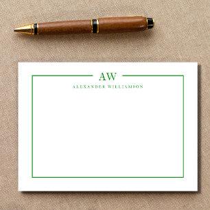 Minimalist Monogram Emerald Green  Card