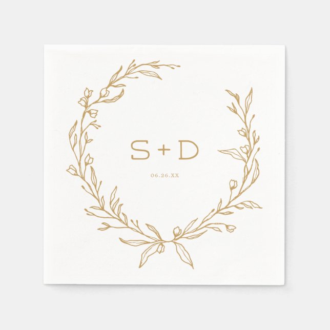 Minimalist Monogram Formal Wedding Cocktail Napkin (Front)