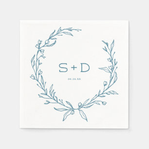 Minimalist Monogram Formal Wedding Cocktail Napkin