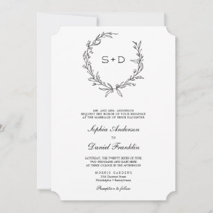 Minimalist Monogram Formal Wedding Invitation